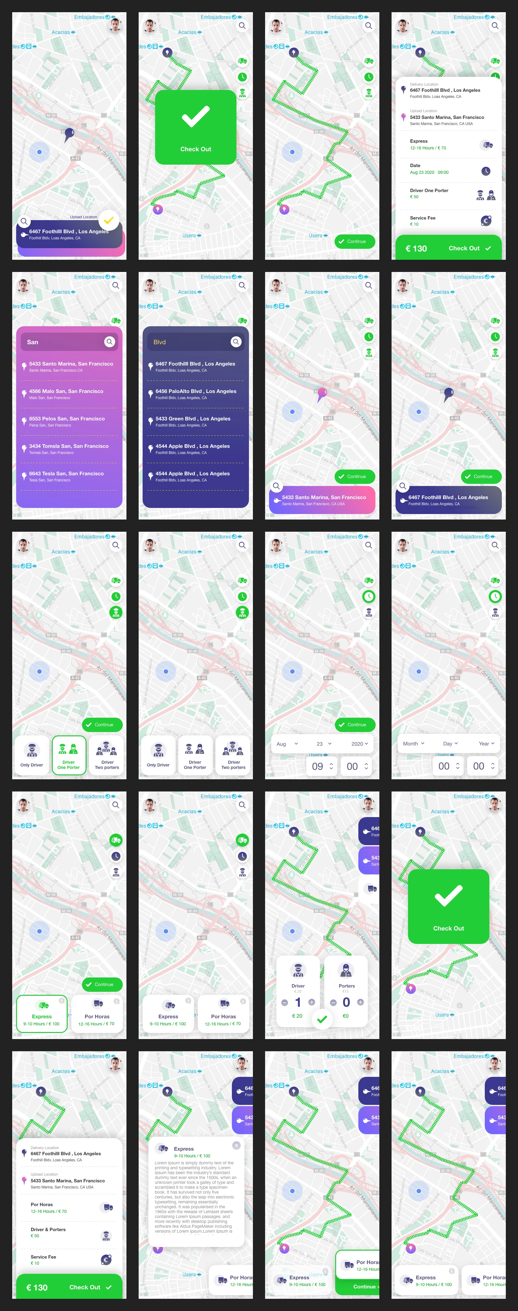 Delivery Truck App Free UI Kit for Adobe XD Freebie Preview - Page 1