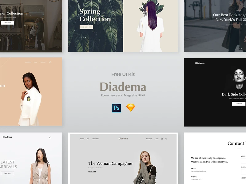 Diadema – UI Kit Web eCommerce freebie preview