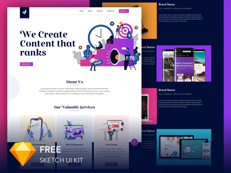 Digital Marketing Landing Page for Sketch freebie preview