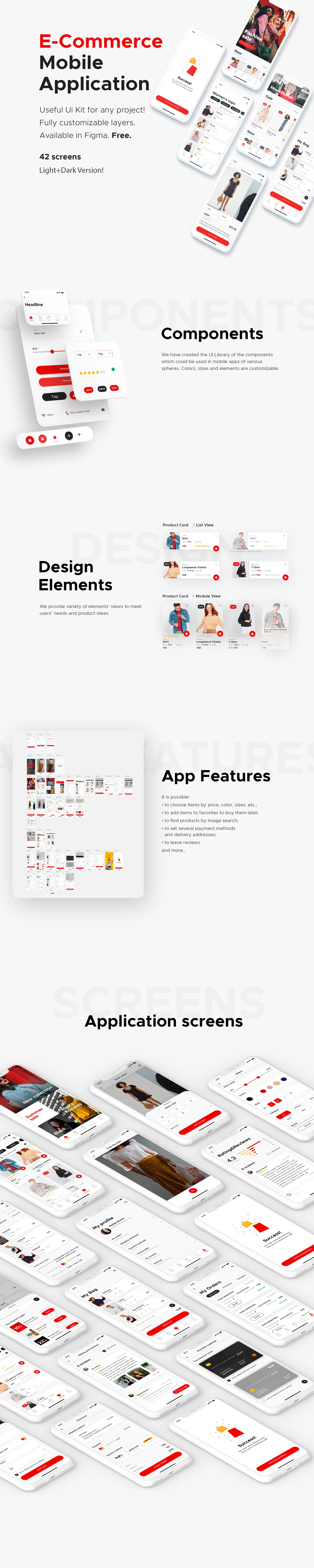 E-Commerce Mobile App for Figma Freebie Preview - Page 1