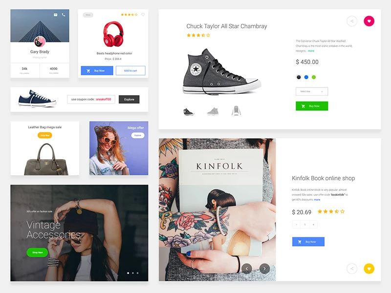 eCommerce Cards Free Sketch UI Kit freebie preview