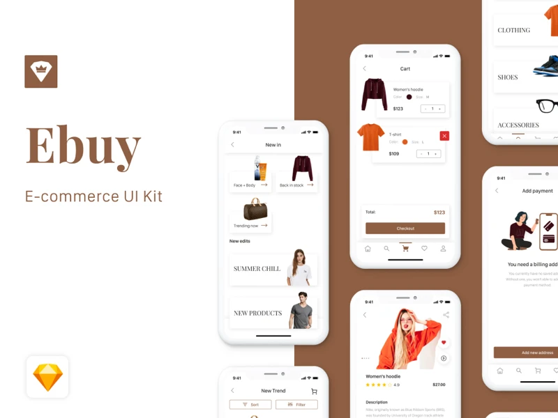 Ebuy Free eCommerce UI Kit for Sketch freebie preview