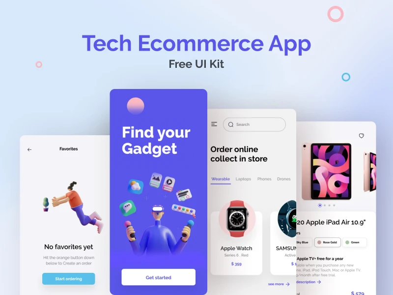 eCommerce Free App UI Kit for Figma freebie preview