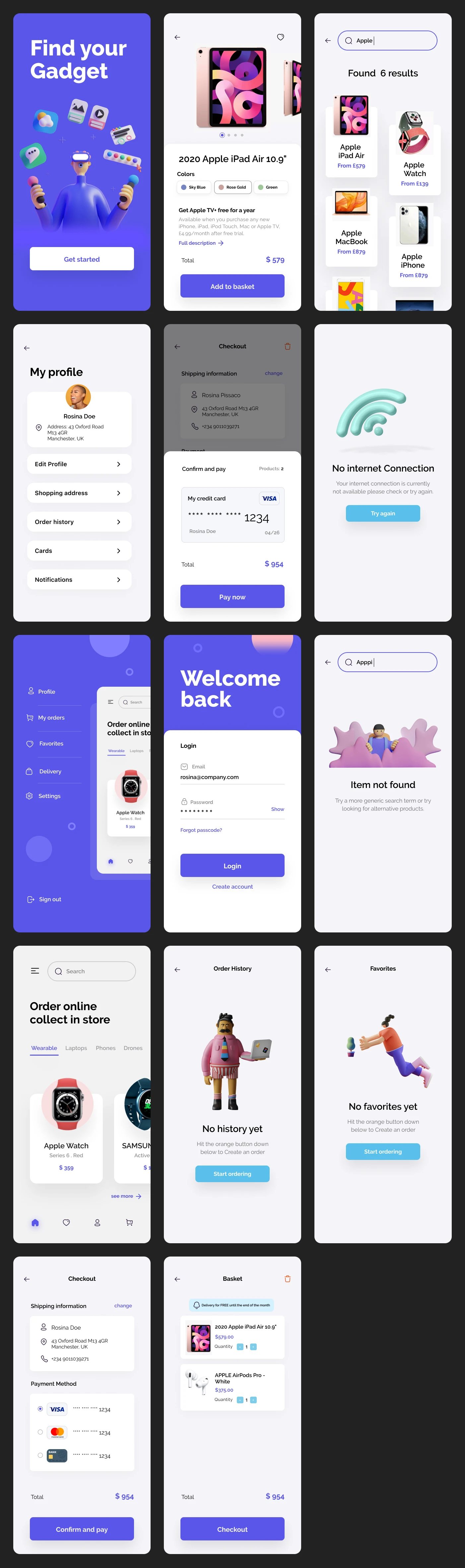 eCommerce Free App UI Kit for Figma Freebie Preview - Page 1