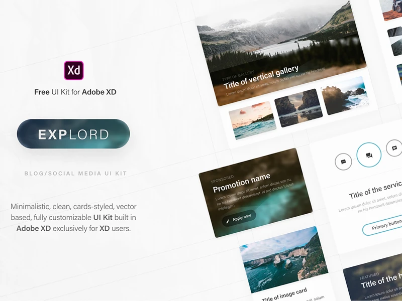 Explord Free UI Kit for Adobe XD freebie preview