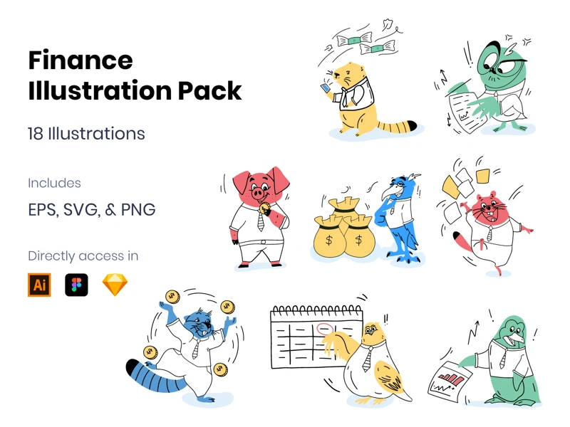 Finance Illustrations freebie preview