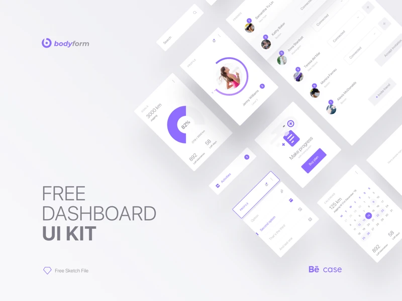 Bodyform - Fitness App UI Kit for Sketch freebie preview