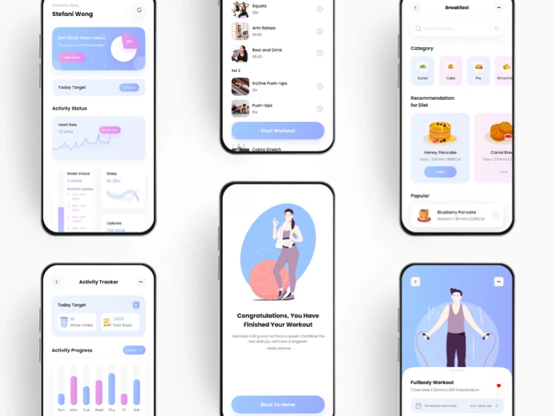 Fitness Free App UI Kit for Figma freebie preview