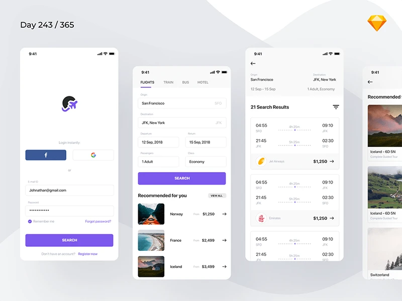 Flight Booking App freebie preview