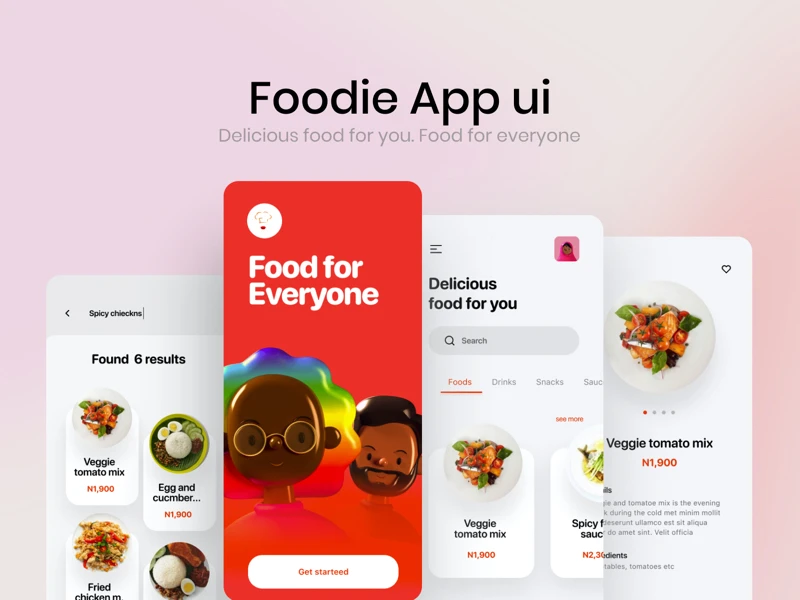 Food App Free UI Kit for Figma freebie preview