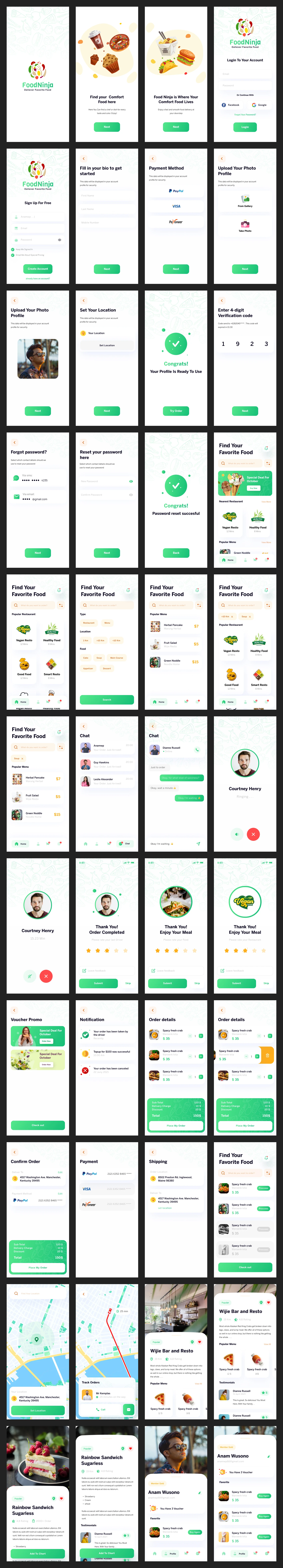 Food Delivery Free UI Kit for Figma Freebie Preview - Page 1