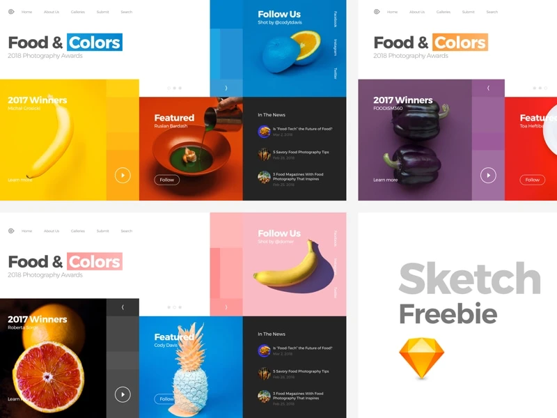 Food Photography Awards Website freebie preview