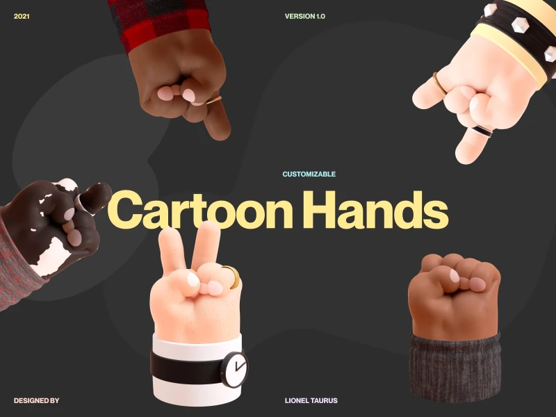 Free 3D Cartoon Hands Mockup for Figma freebie preview