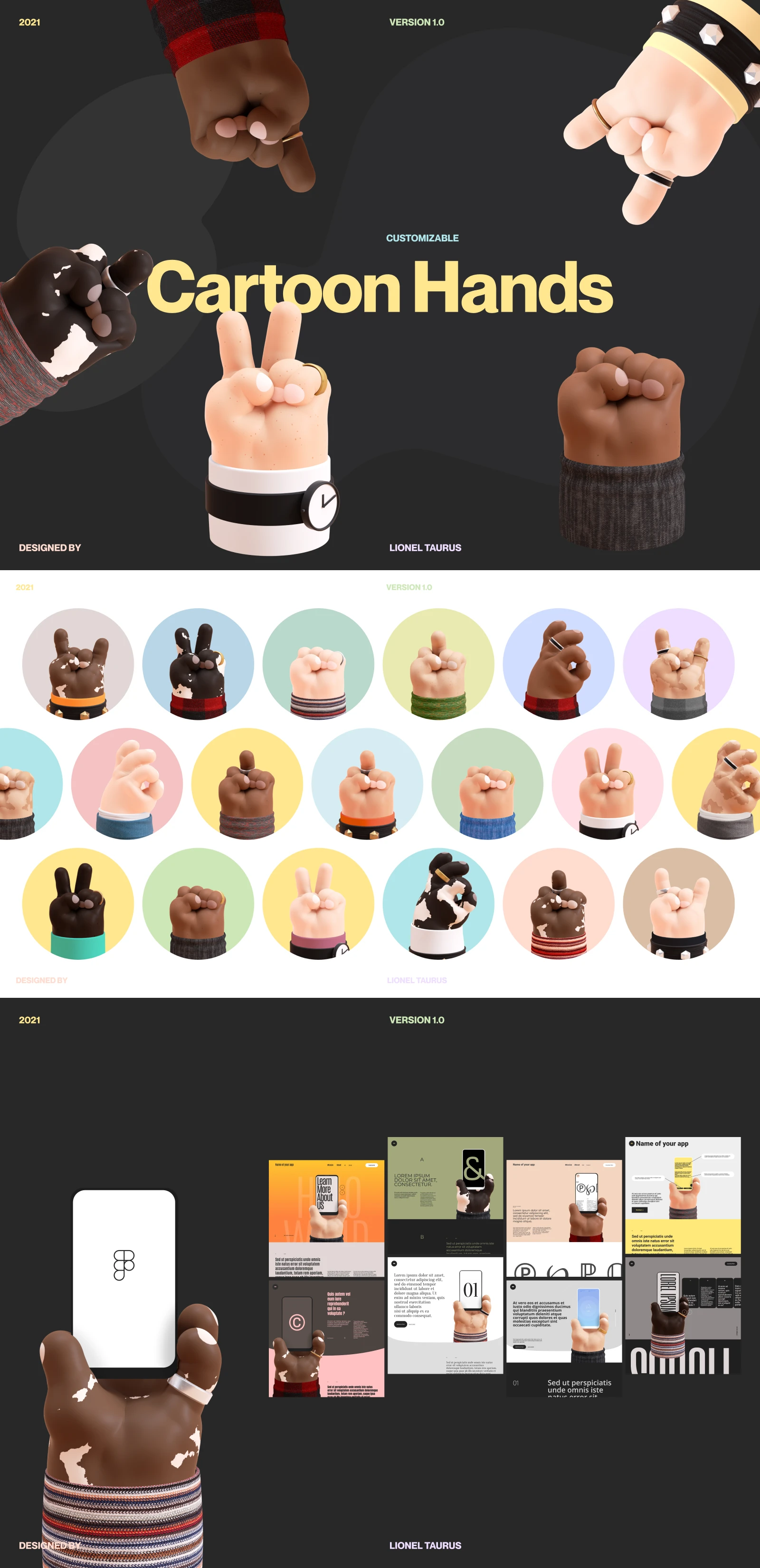 Free 3D Cartoon Hands Mockup for Figma Freebie Preview - Page 1