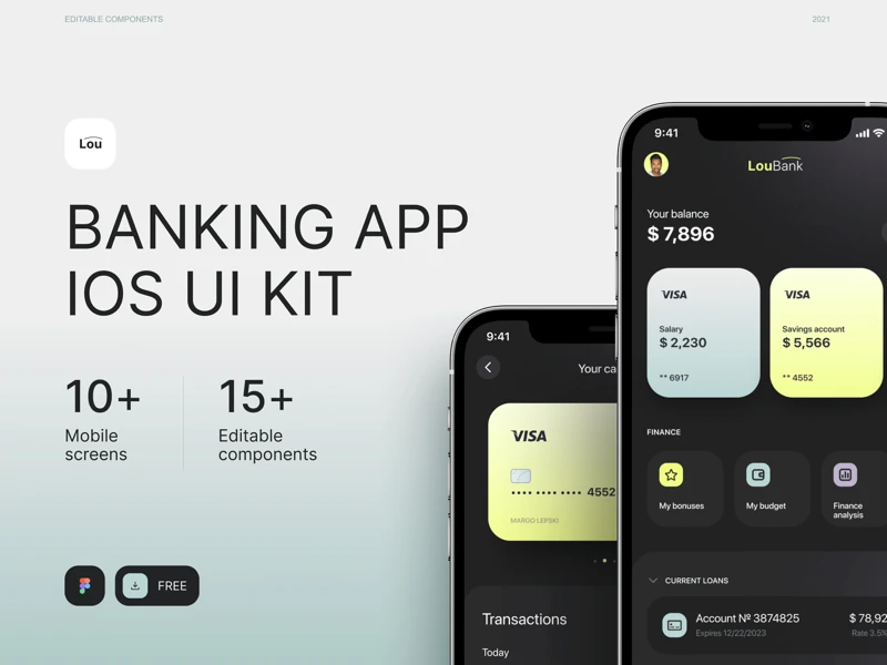Banking App iOS Free UI Kit for Figma freebie preview