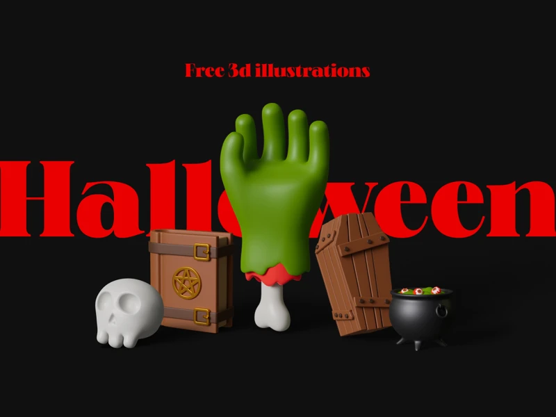 Free Halloween 3D Illustrations freebie preview