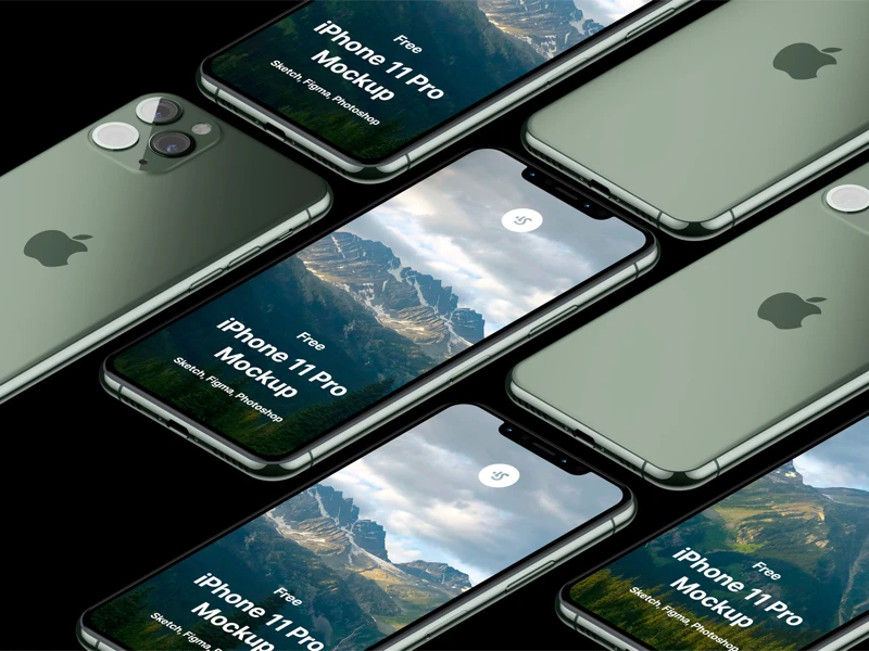 Free iPhone 11 Pro Isometric Mockup freebie preview