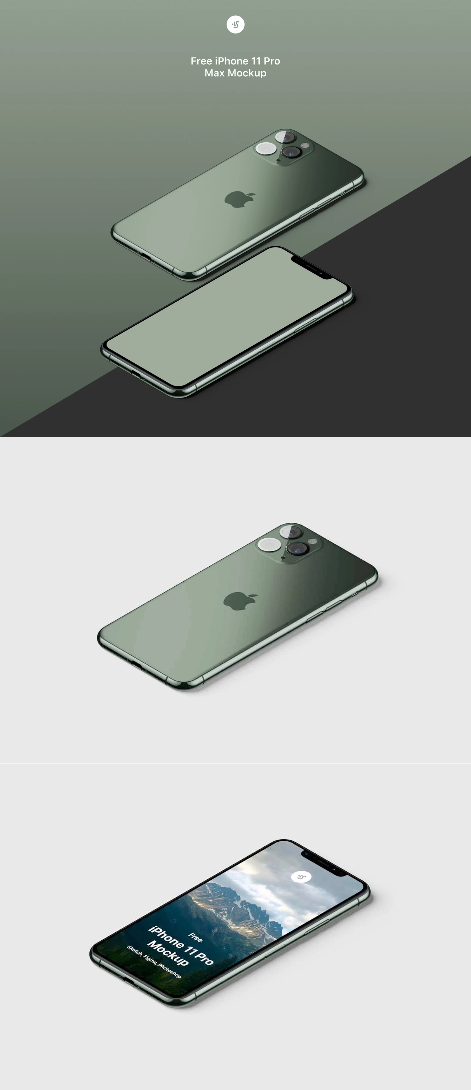 Free iPhone 11 Pro Isometric Mockup