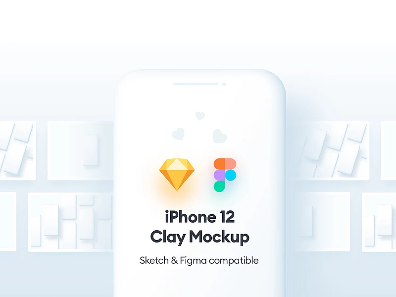 Free iPhone 12 Clay Mockups for Sketch and Figma freebie preview