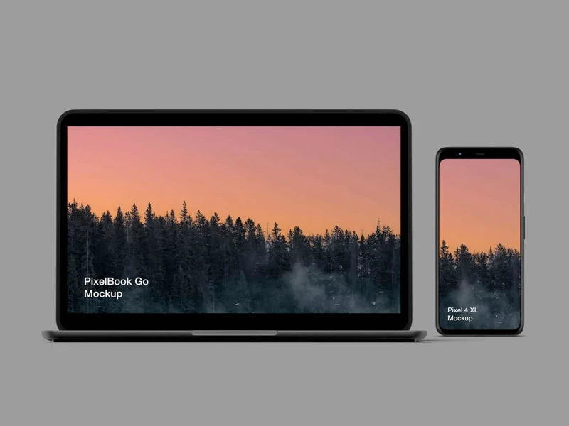 Free Pixel 4 and Pixelbook Go Mockup freebie preview
