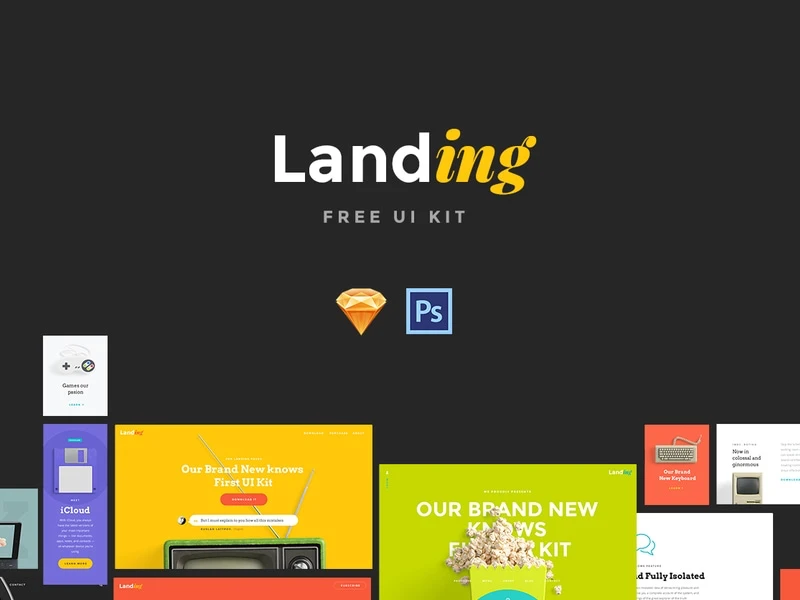 Free UI Kit Landing Page freebie preview