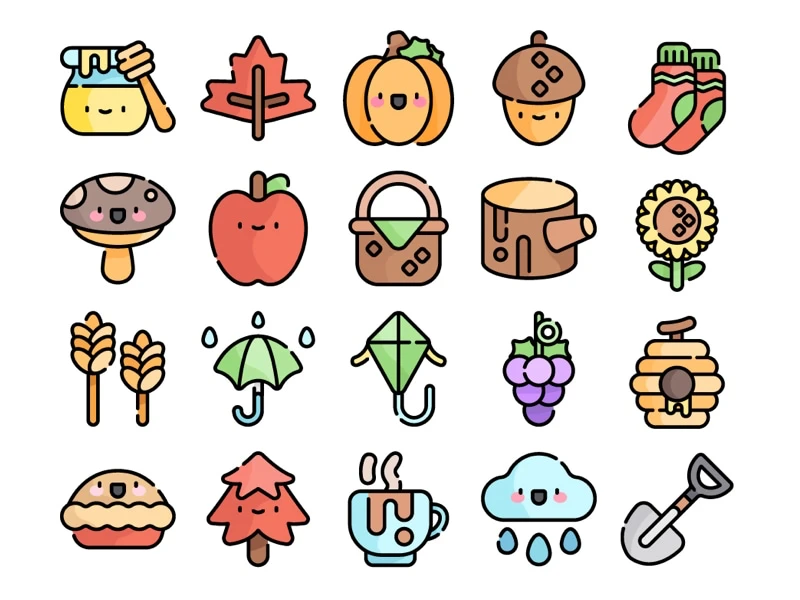Autumn Kawaii Icon Set freebie preview