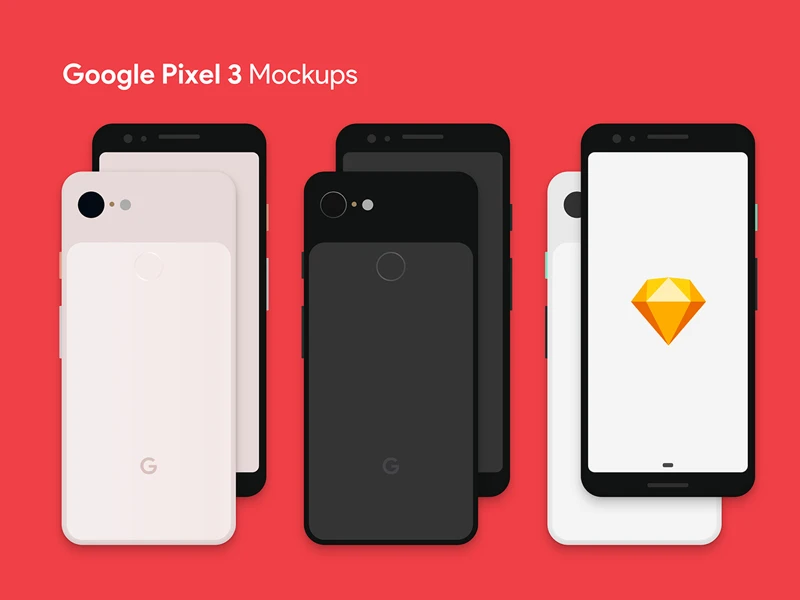 Google Pixel 3 Free Sketch Mockup freebie preview