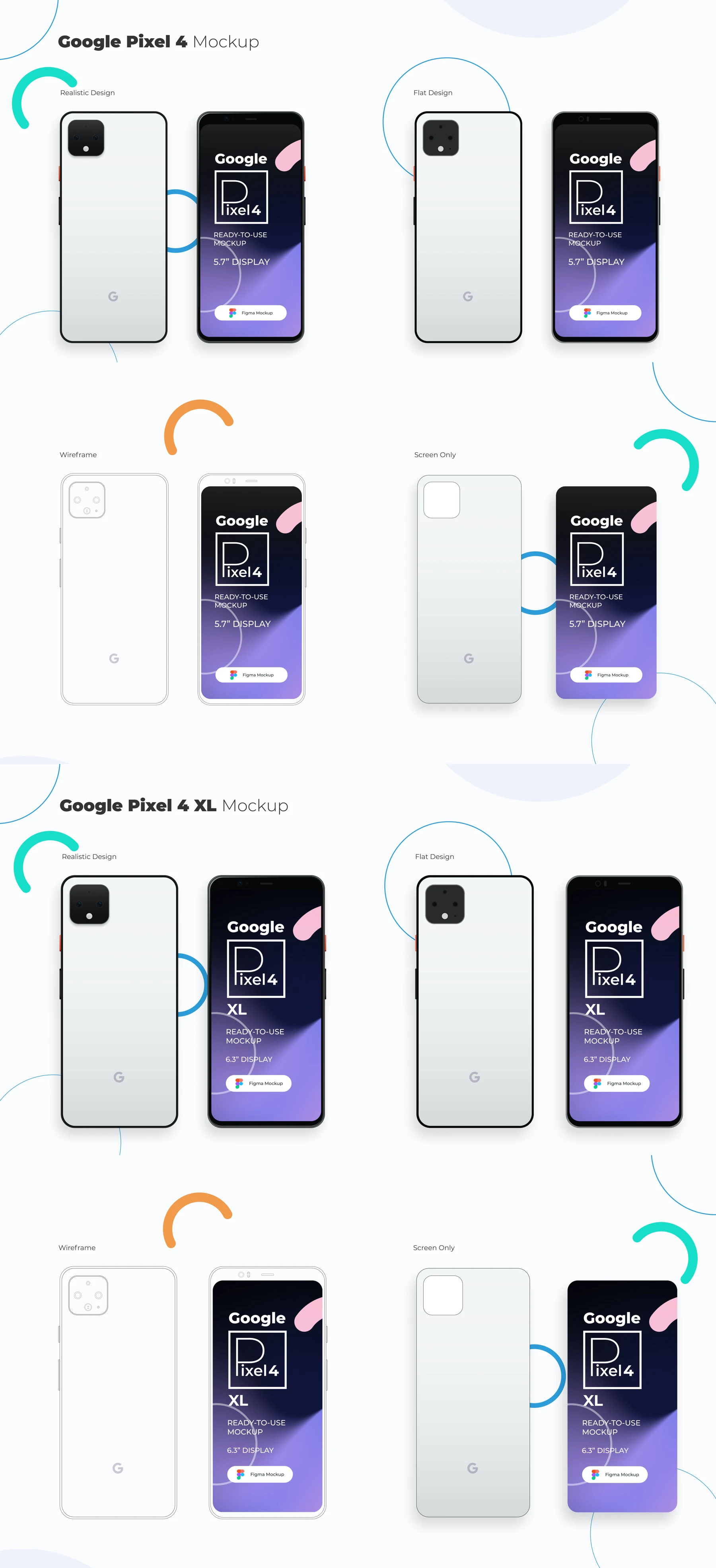 Google Pixel 4 and 4 XL mockup for Figma