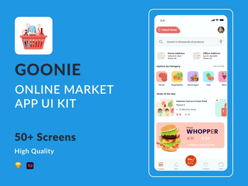 Goonie - Online Market UI Kit for Adobe XD and Sketch freebie preview