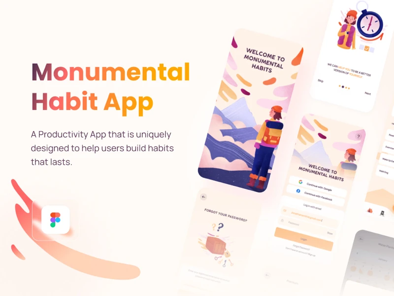Habit Builder Free UI Kit for Figma freebie preview