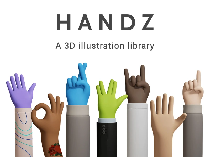 Handz 3D Illustration Library freebie preview