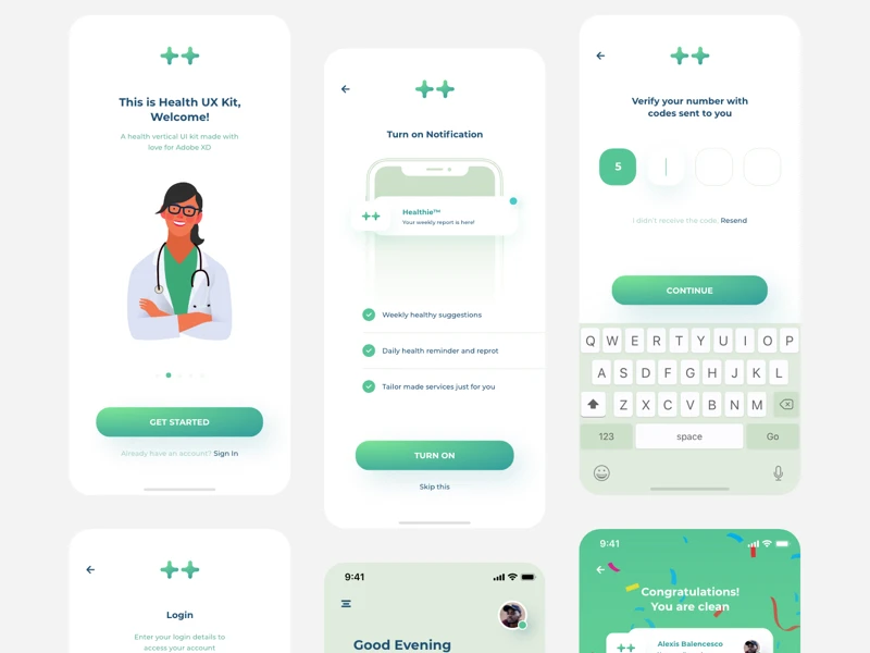 Health Industry Design System UI Kit for Adobe XD freebie preview