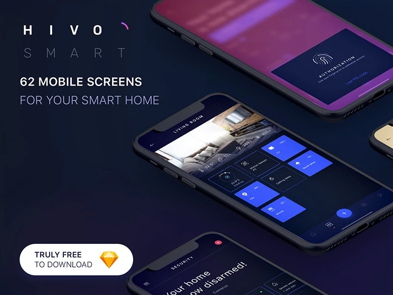 HIVO Smart Home UI Kit freebie preview