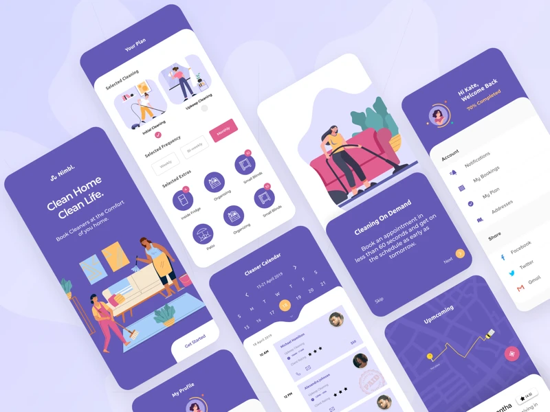 Home Cleaning App for Adobe XD freebie preview