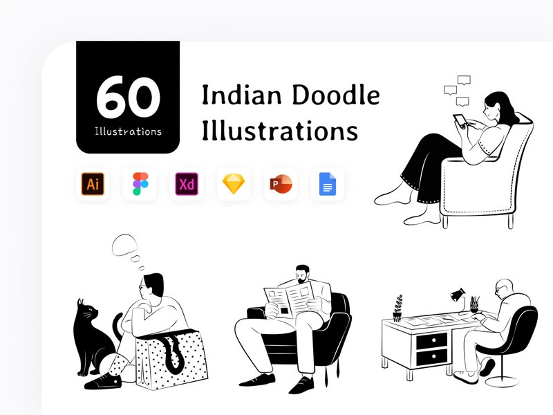 Indian Doodle Illustration Pack freebie preview