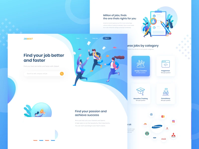 Jobest - Job Portal Landing Page freebie preview