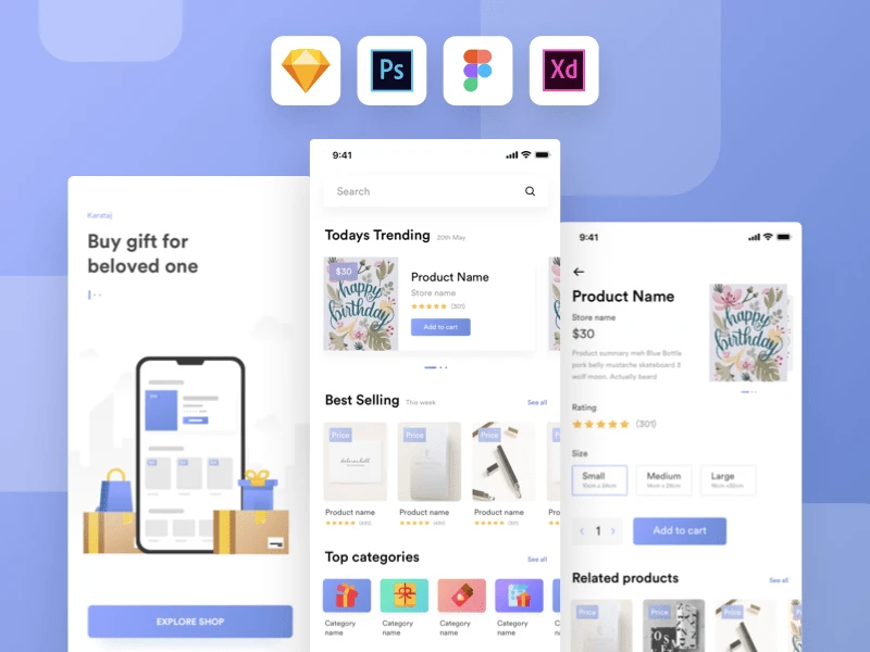 Kamartaj Gift Shop UI Kit freebie preview