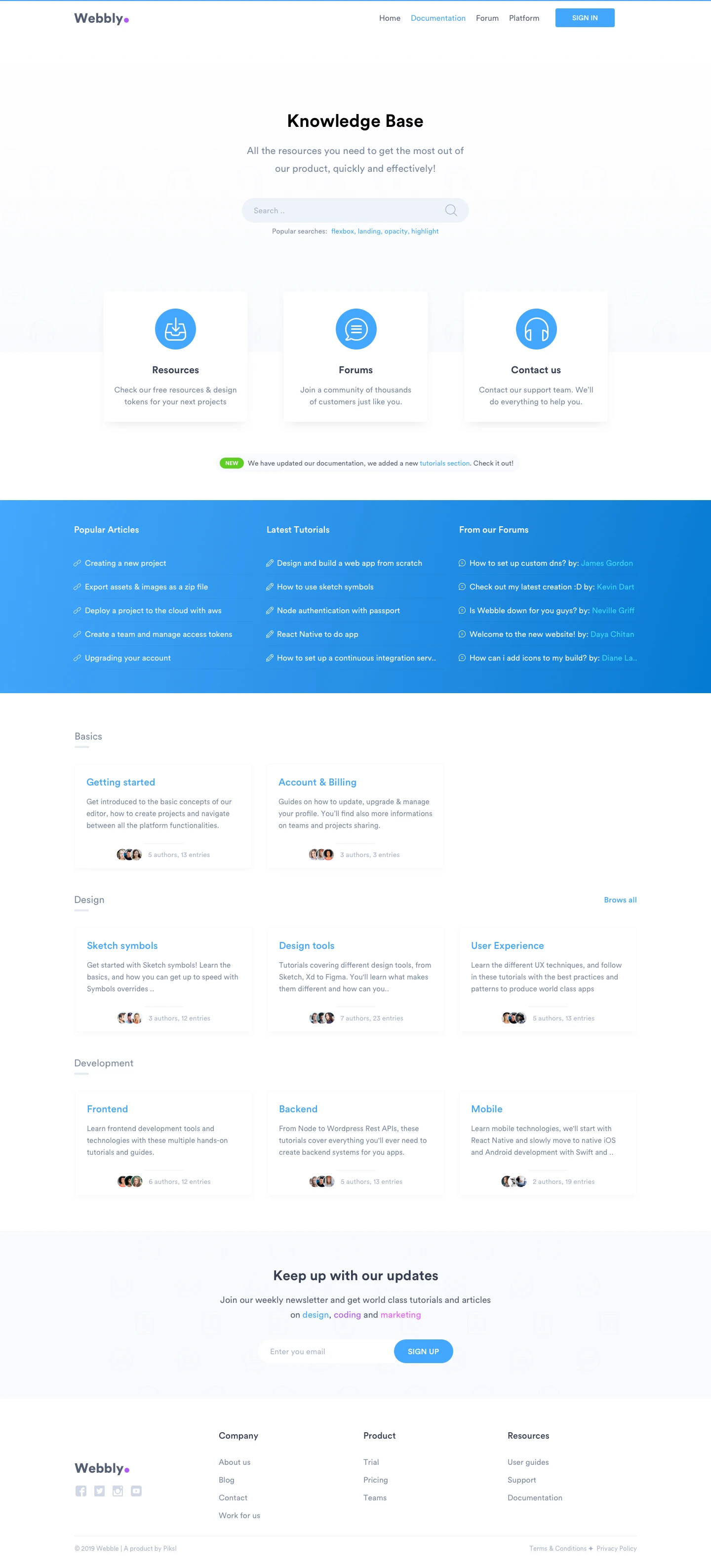 Knowledge Base Landing Page for Sketch
