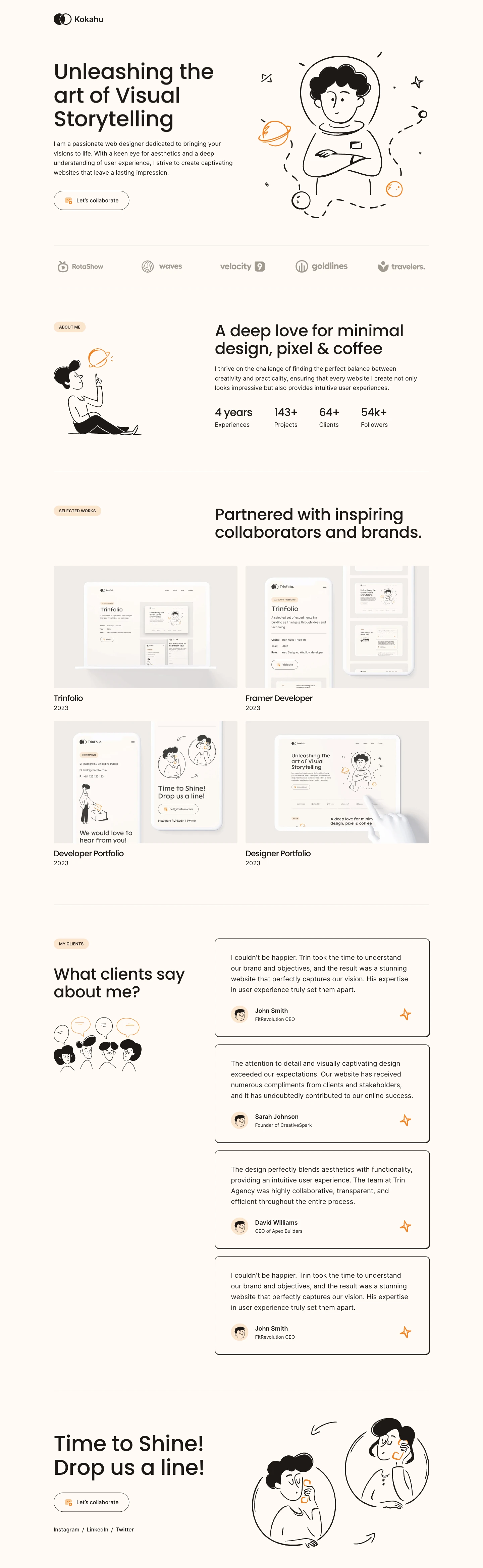 Kohaku - Minimal Portfolio Free Template for Framer Freebie Preview - Page 1