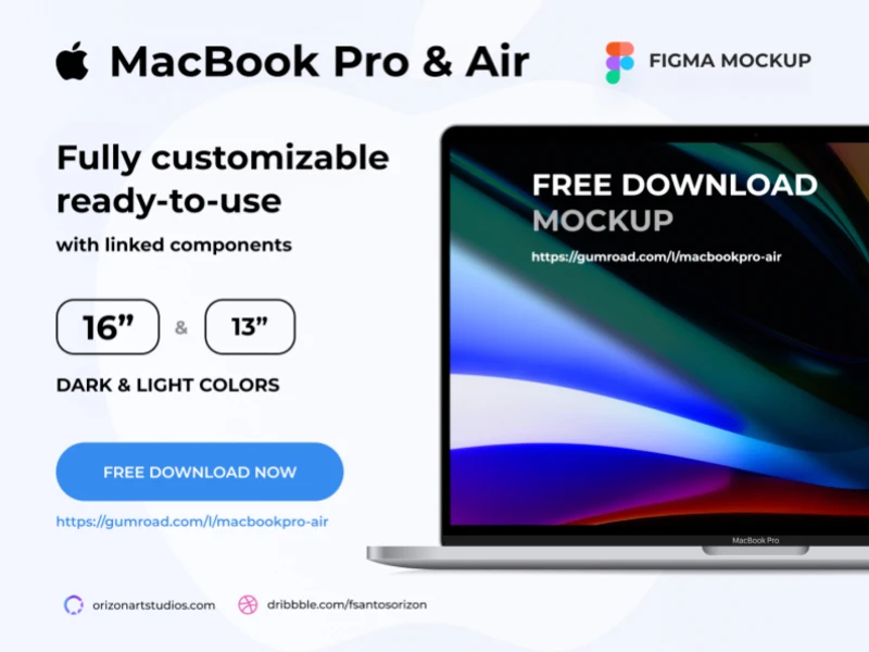 MacBook Pro & Air Free Mockup for Figma freebie preview