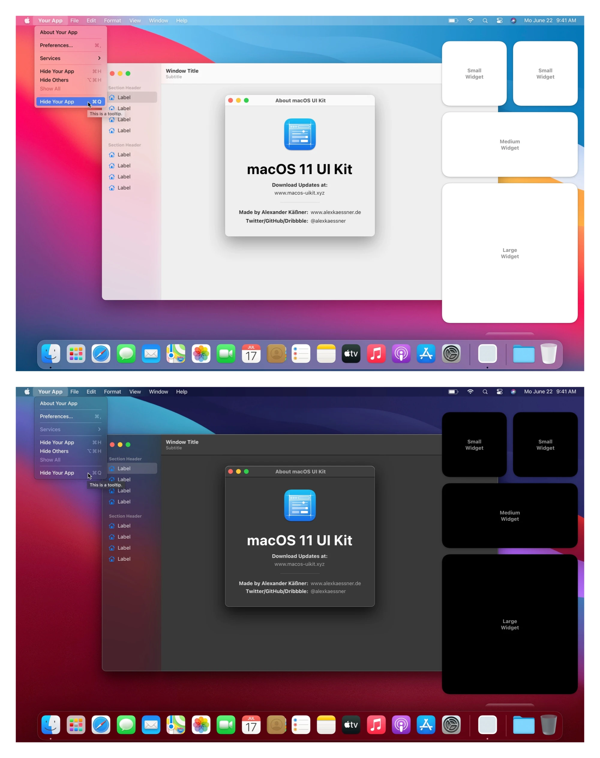 macOS 11 Big Sur Free UI Kit for Sketch