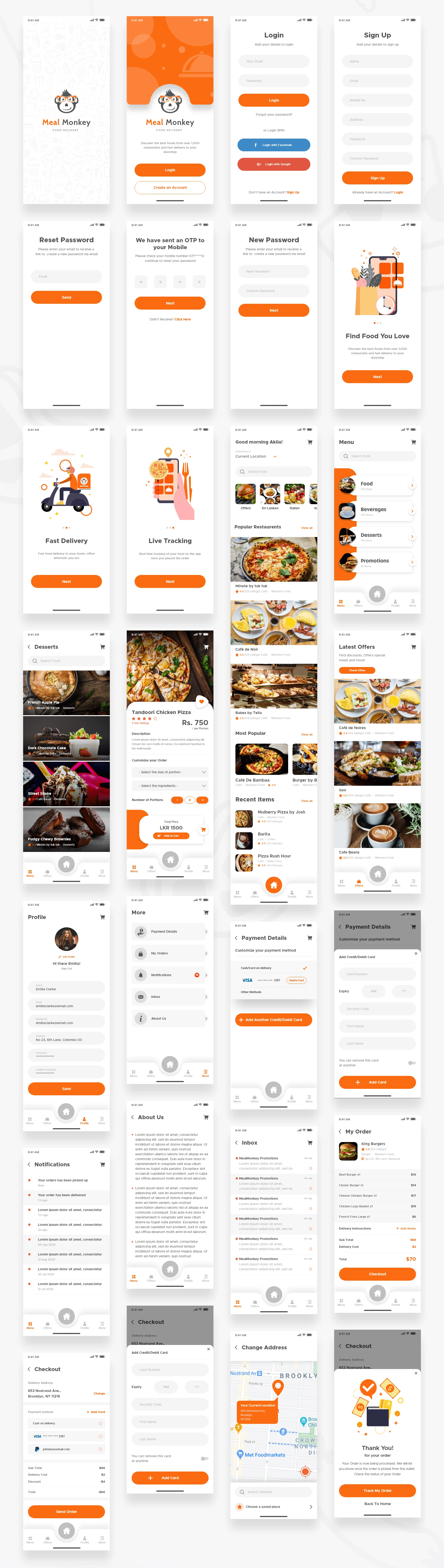 Food Delivery Free UI Kit for Adobe XD Freebie Preview - Page 1