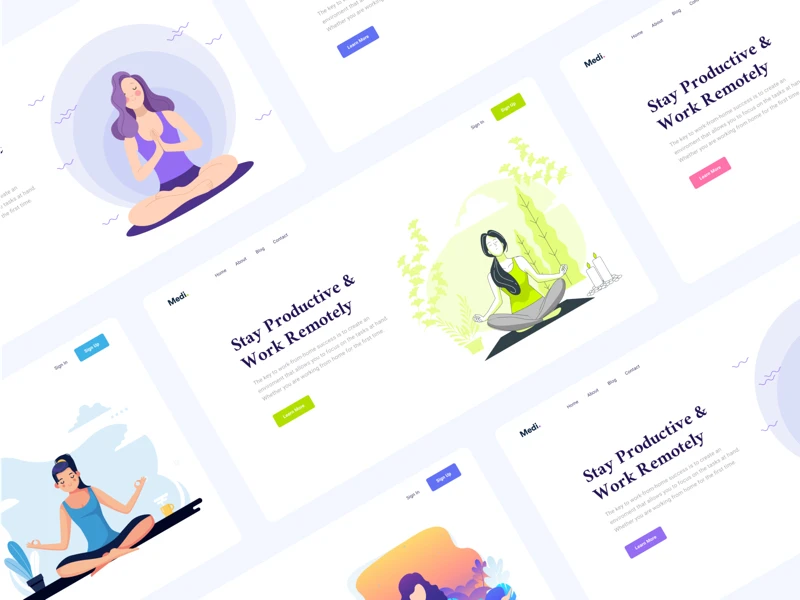 Medi - Meditation Web Headers for Figma freebie preview