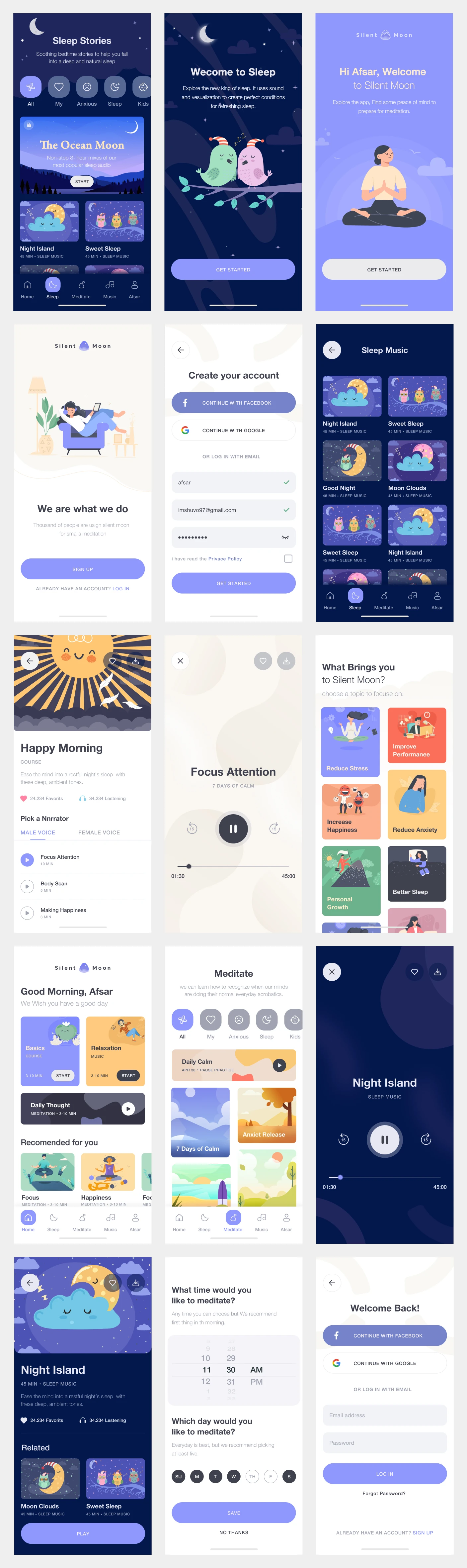 Meditation Free App UI Kit for Figma