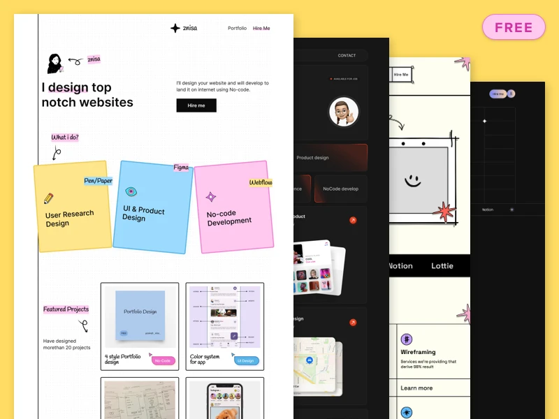 Minimal Portfolio Free Landing Pages for Figma freebie preview