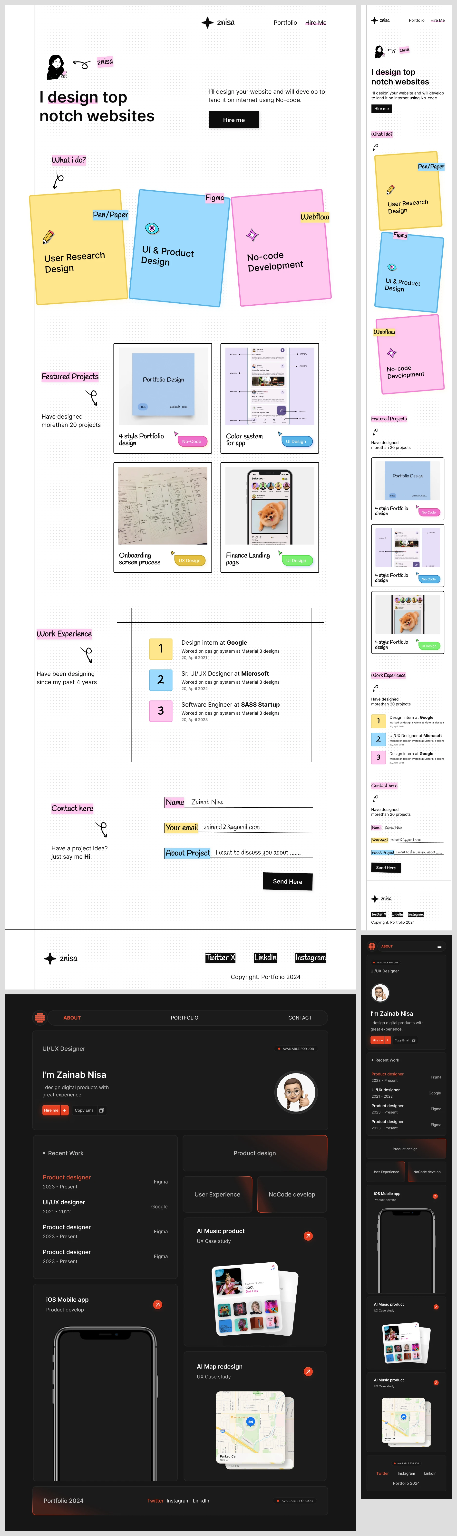 Minimal Portfolio Free Landing Pages for Figma Freebie Preview - Page 1