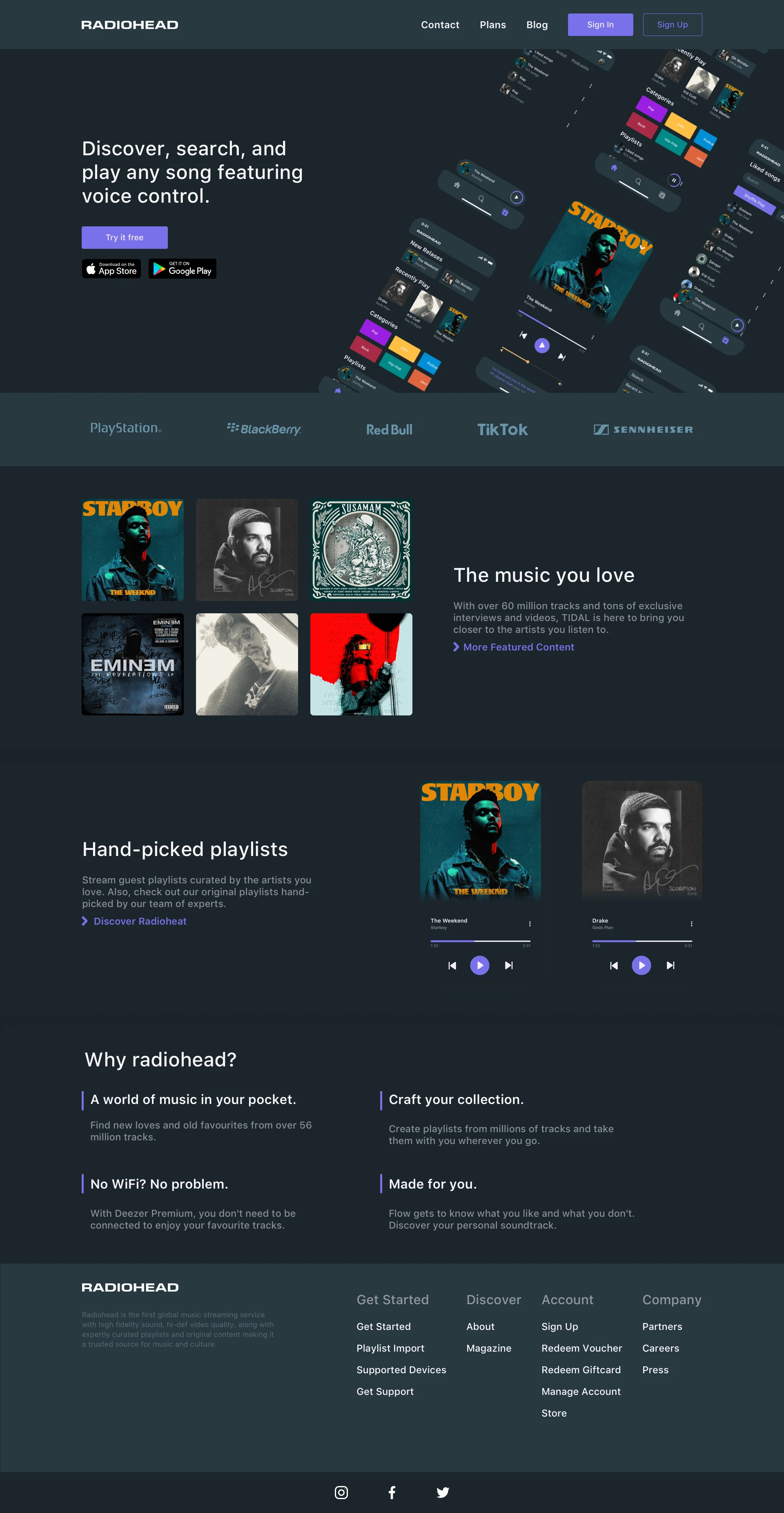 Music App Landing Page for Sketch