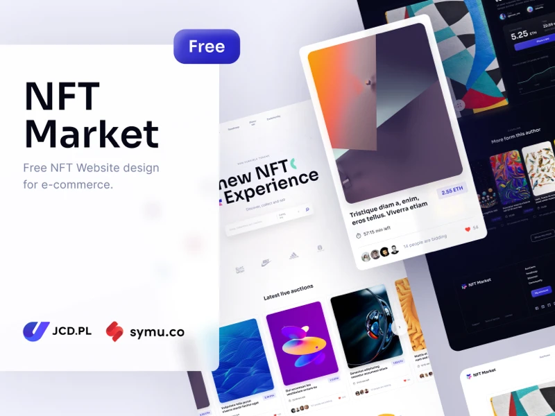 NFT Market - Free Landing Page for Figma freebie preview