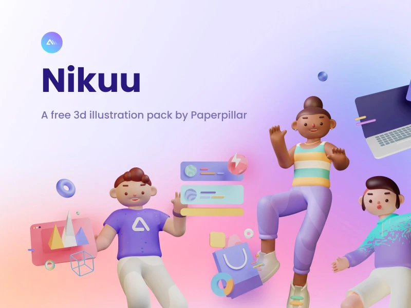 Nikuu - Free 3D Illustration Pack for Figma freebie preview