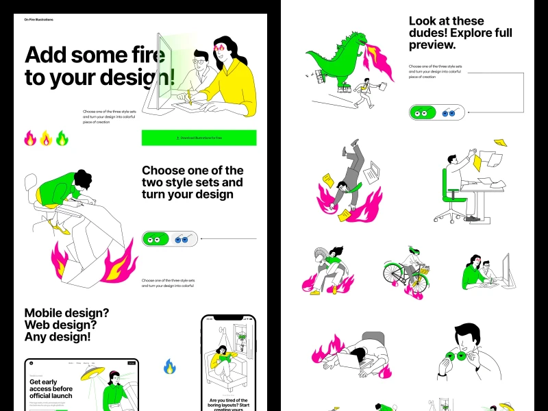 On Fire Free Illustrations freebie preview